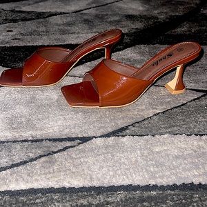 Brown Kitten Heel Shoes